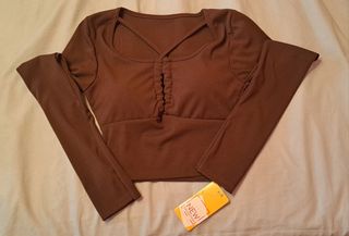 Camiseta manga larga marrón talla única