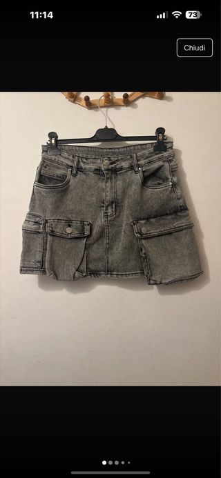 Gonna jeans cargo grigia