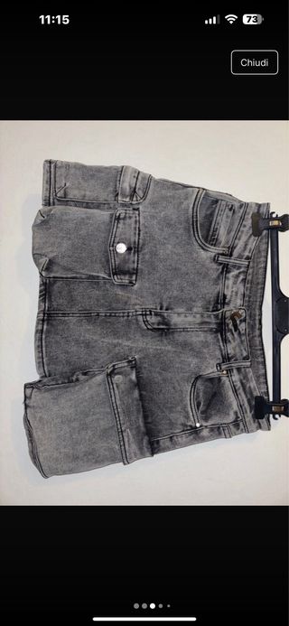 Gonna jeans cargo grigia