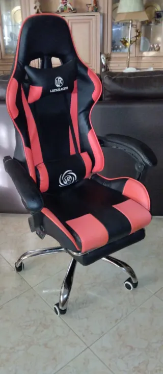 Silla juego gamer negra y roja LUCKRACER
