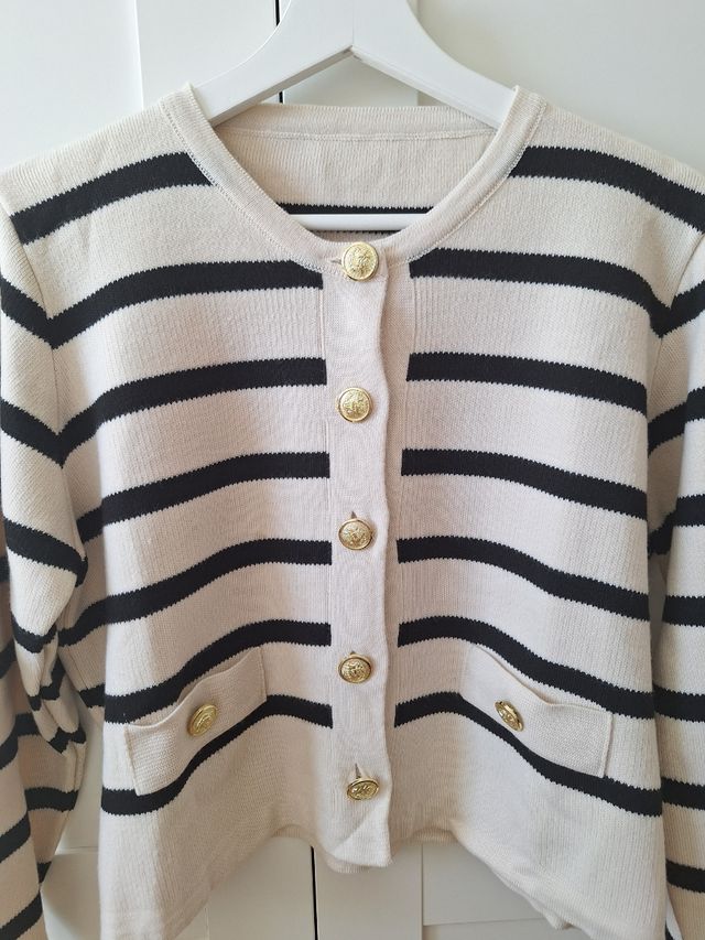 Cárdigan NUEVO de rayas beige y negro