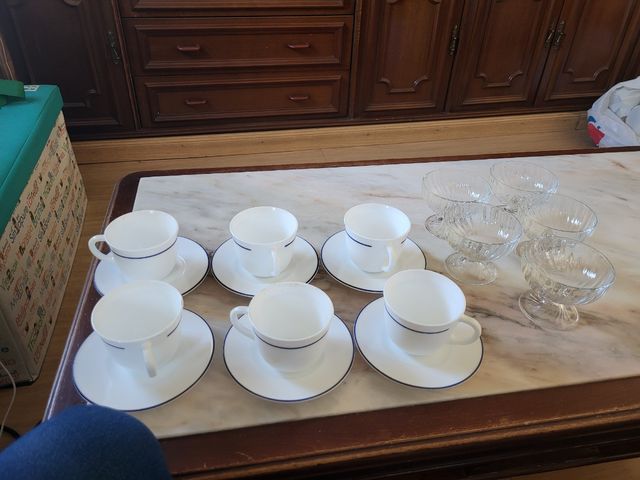 Set da caffè in porcellana e vetro