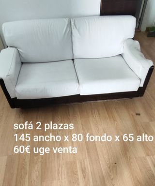 Sofá 2 plazas blanco y marrón