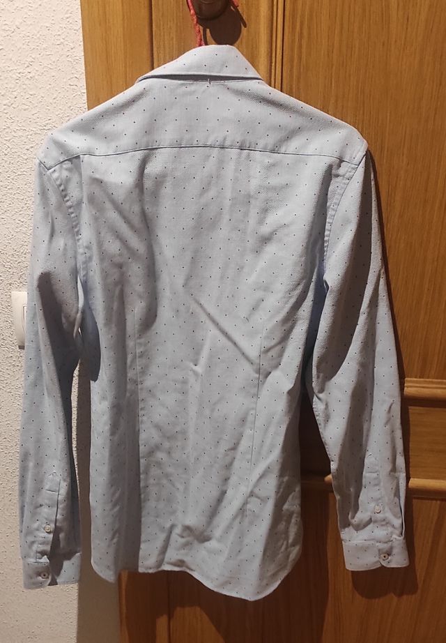Camisa Vestir Zara Slim Fit Azul