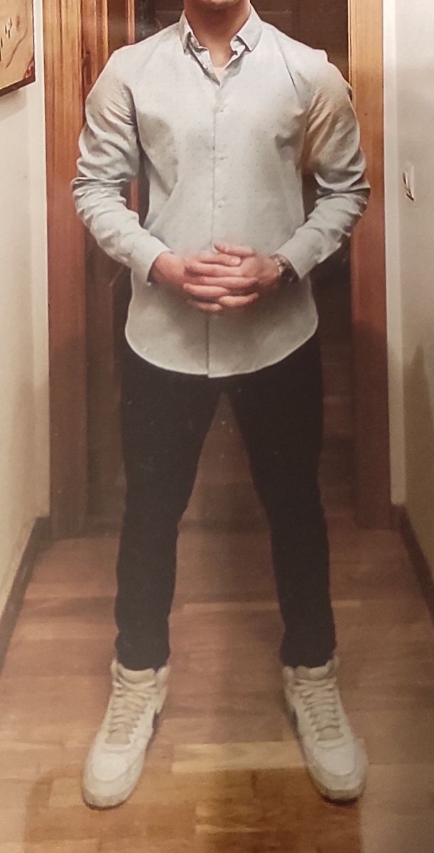 Camisa Vestir Zara Slim Fit Azul