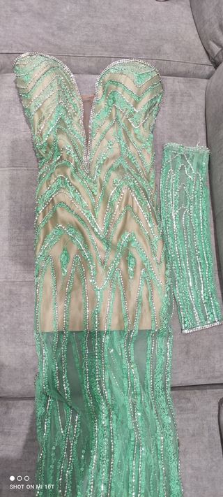 Vestido fiesta boda gitana verde