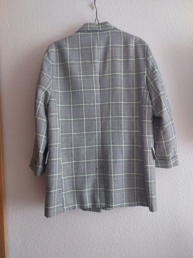 Blazer Stradivarius Cuadros Gris Talla XL