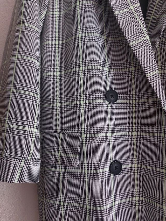 Blazer Stradivarius Cuadros Gris Talla XL