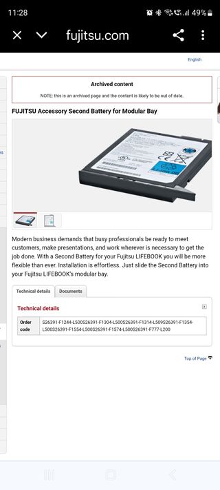 Batería Fujitsu Li-ion 10.8V 28Wh