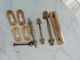 Lote 3 asas bronce puertas madera