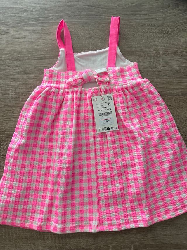 Vestido Zara 4 años cuadros rosa
