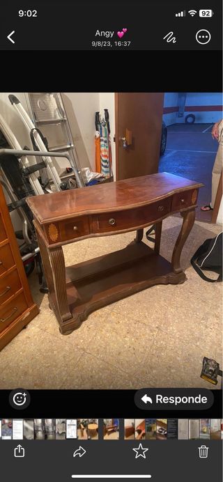 Consola recibidor madera antigua con cajones