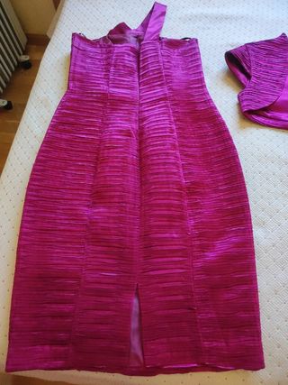 Vestido de fiesta rosa  /fucsia con chaqueta 