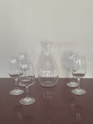 Set 5 Calici da Vino Cristallo + Decanter Vintage