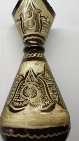 Vaso turco in rame inciso, vintage.