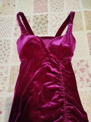 Vestido largo rosa terciopelo