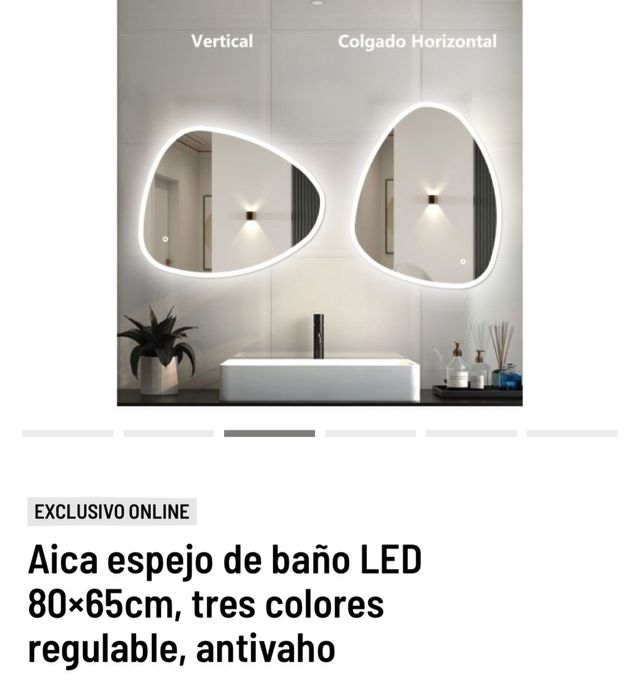 2 Espejos LED Aica (Vertical y Horizontal)