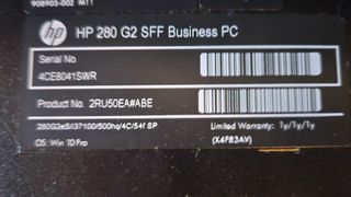 Ordenador HP 280 G2 SFF i7-6700K 16GB RAM 