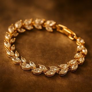 Pulsera novia de diamantes Marquise dorada Joyas