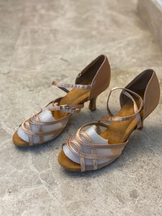 Zapatos de Baile Latino Beige/Dorado