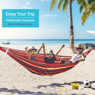 Hamaca de Tela Multicolor con Travesaños de Madera