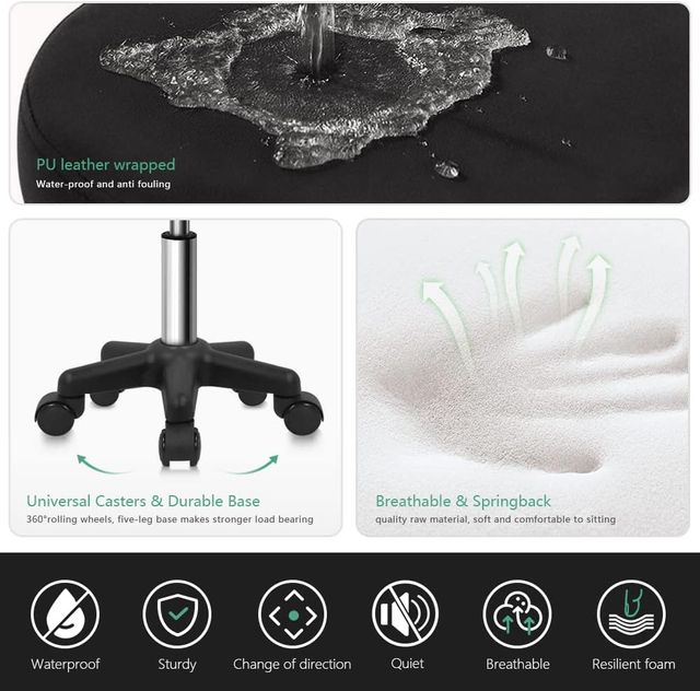 Sgabello girevole regolabile nero