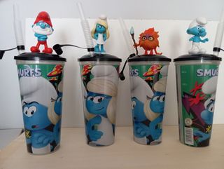 Set 4 Bicchieri Puffi con Topper