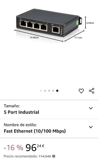 StarTech IES5102 - Switch industrial de 5 puertos