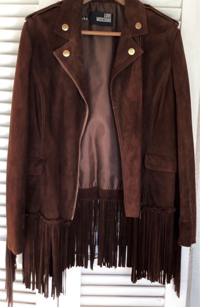 Chaqueta Moschino Love Ante Marrón Flecos
