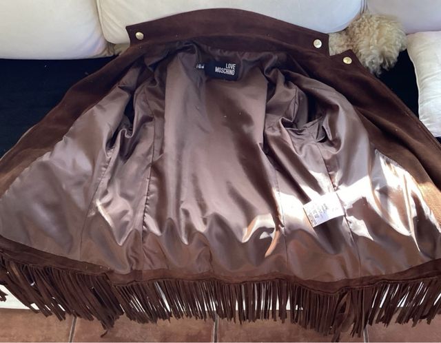 Chaqueta Moschino Love Ante Marrón Flecos
