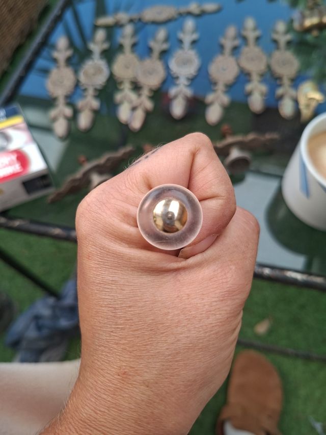 2 pomelli antichi in vetro e metallo