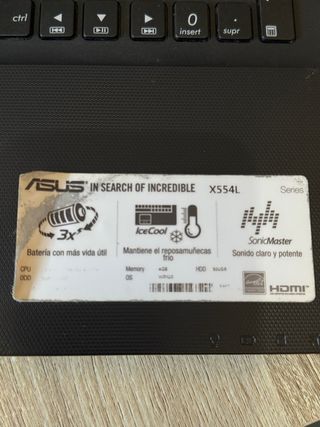 Portátil Asus X554L Negro