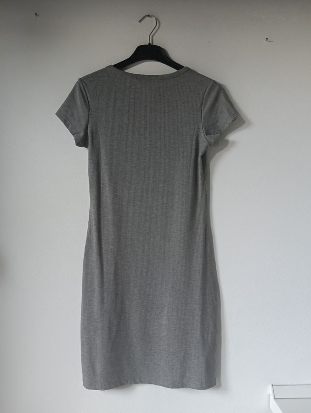 Abito corto Mango grigio a coste con bottoni