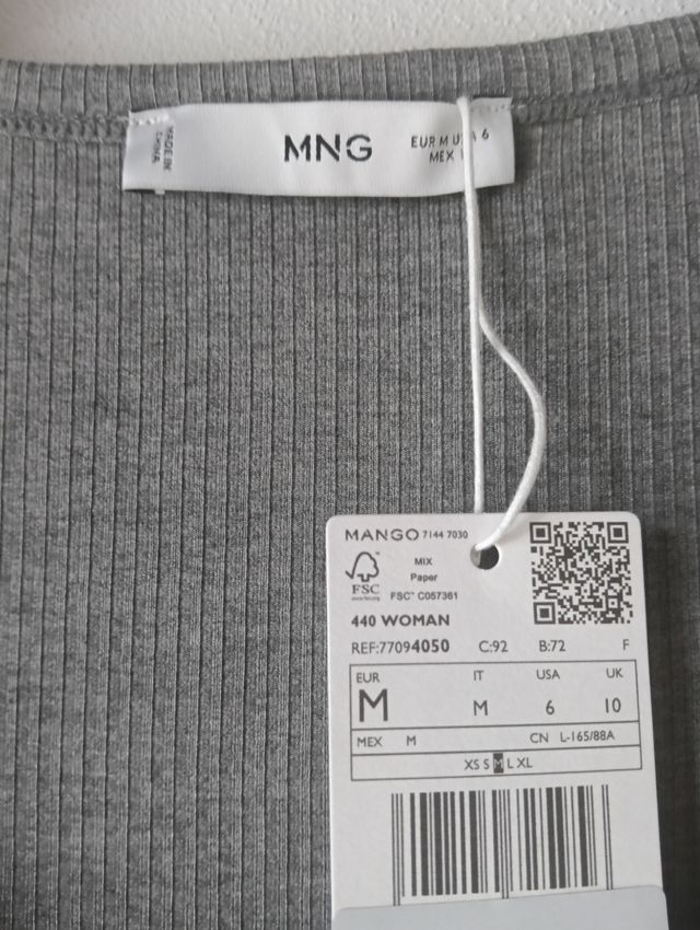 Abito corto Mango grigio a coste con bottoni