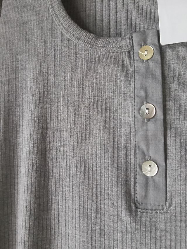 Abito corto Mango grigio a coste con bottoni