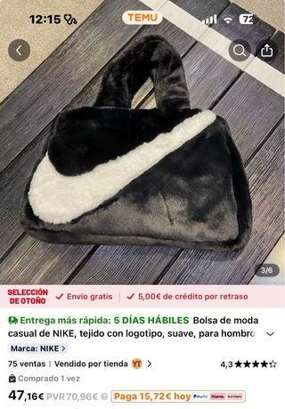Bolso Nike de pelo negro y blanco