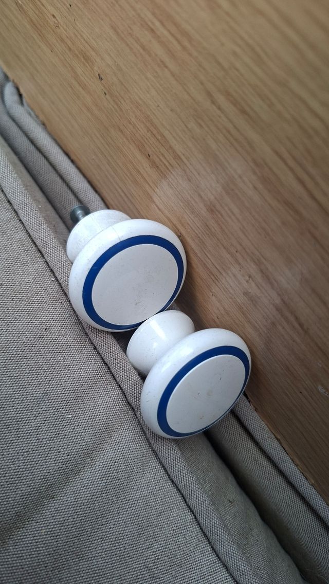 2 pomelli retrò vintage blu bianchi