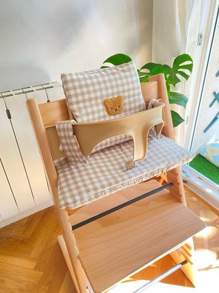 NUEVO Cojín Trona/silla Stokke cuadros Vichy Osito