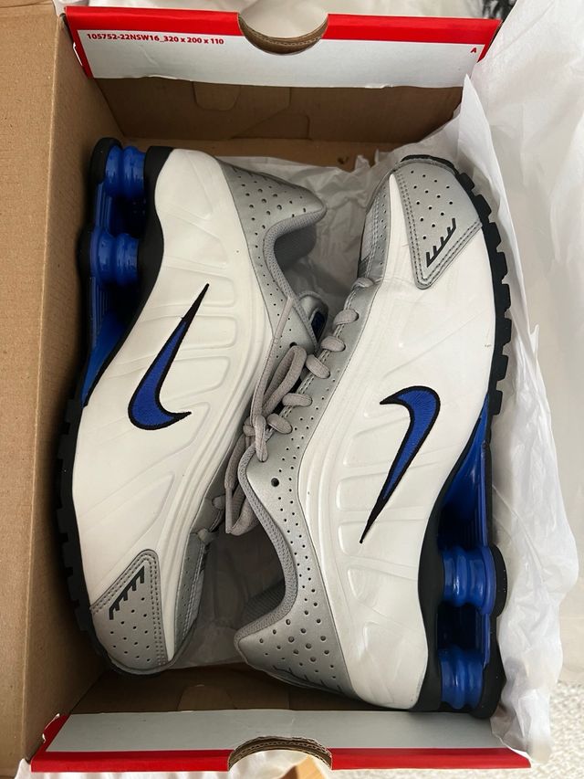 Nike Shox R4 Gris/Blanco/Azul