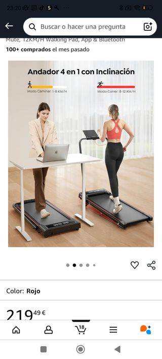 Cinta de Correr Plegable TOPUTURE 4 en 1 inclinaci