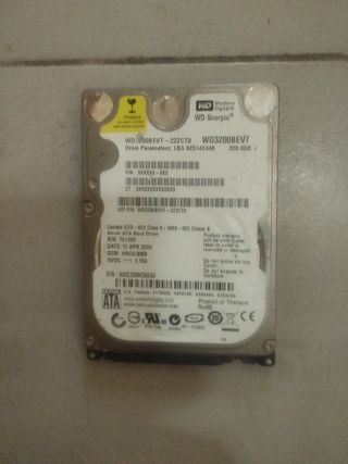Disco Duro 2.5 320GB Western Digital Scorpio