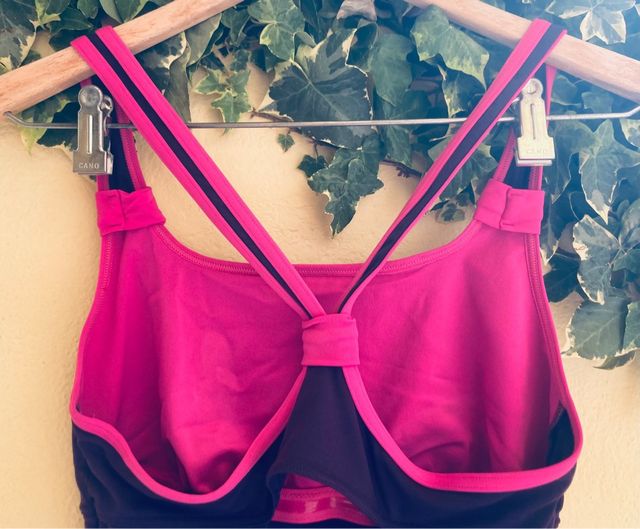 Bañador natación mujer morado y rosa