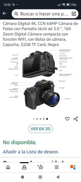 Cámara Digital CCN 4K 64MP