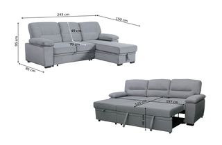 Sofá Chaise Longue Negro Cama Arcón