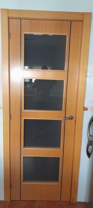 Puerta de madera maciza con cristal