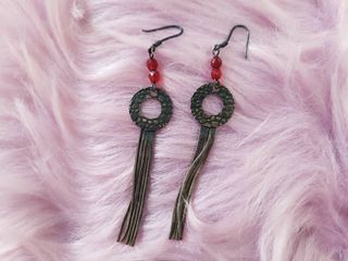 Orecchini Pendenti Bohemian Chic Rossi Argento