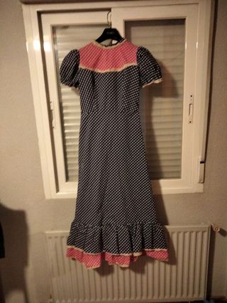 Vestido Flamenca Azul y Rosa