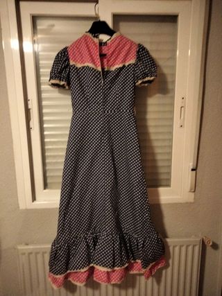 Vestido Flamenca Azul y Rosa