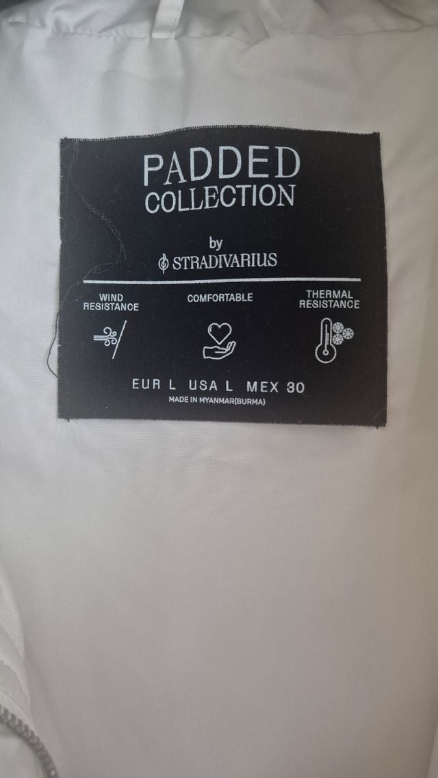 Chaqueta acolchada Stradivarius Blanca Talla L