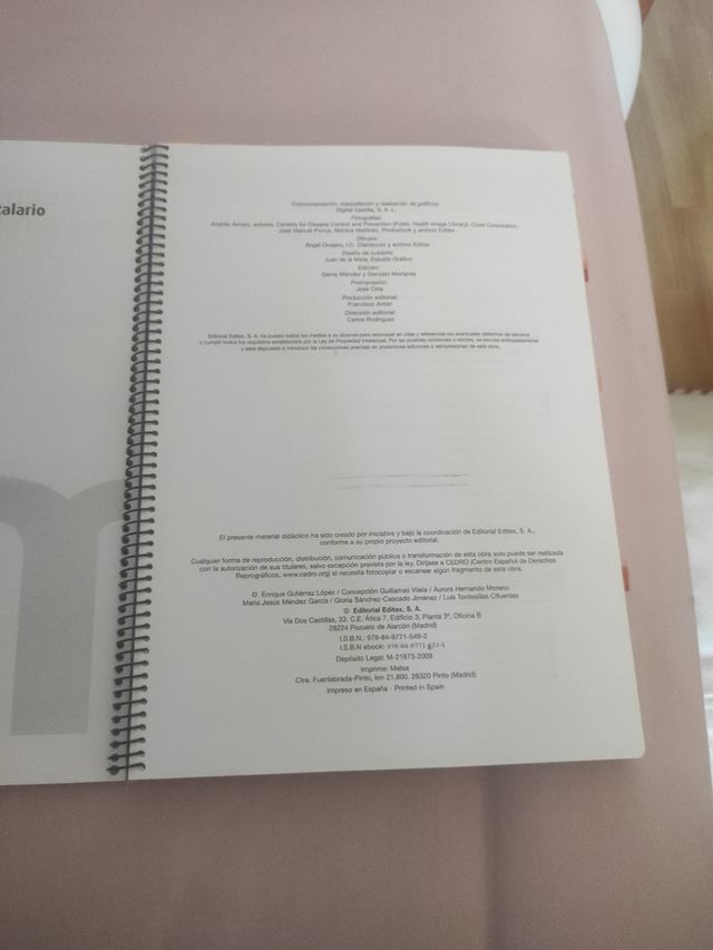 Libro impreso de higiene en el medio hospitalario